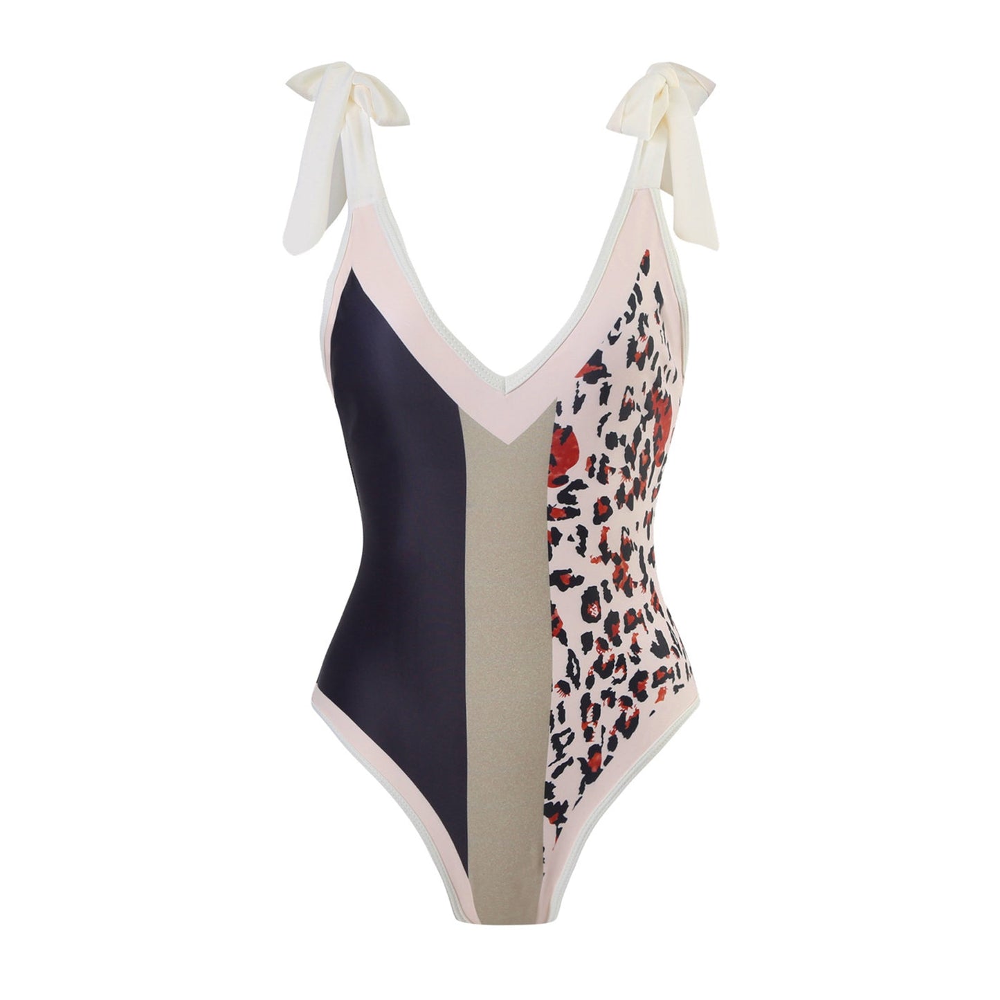 Print One Piece Swimsuit and Splicing Sarong