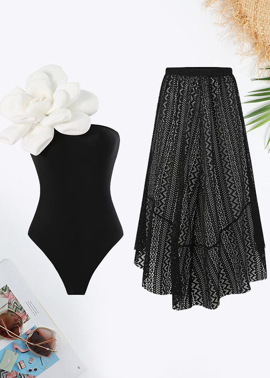 Flower Decoration Hollow Out Swimsuit