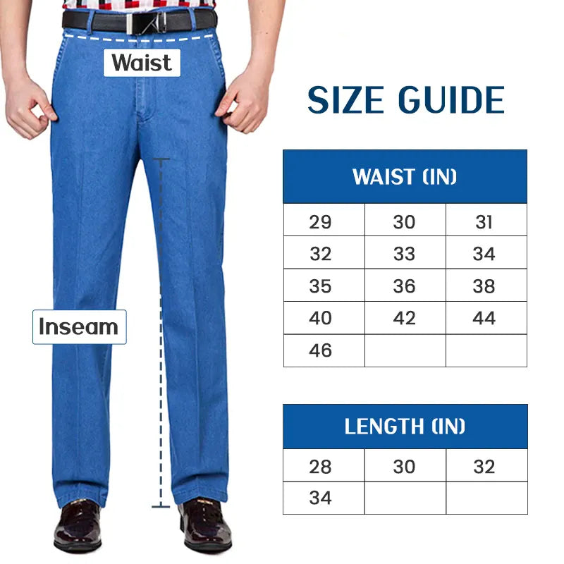 Men's High Waist Straight Fit Stretch Jeans