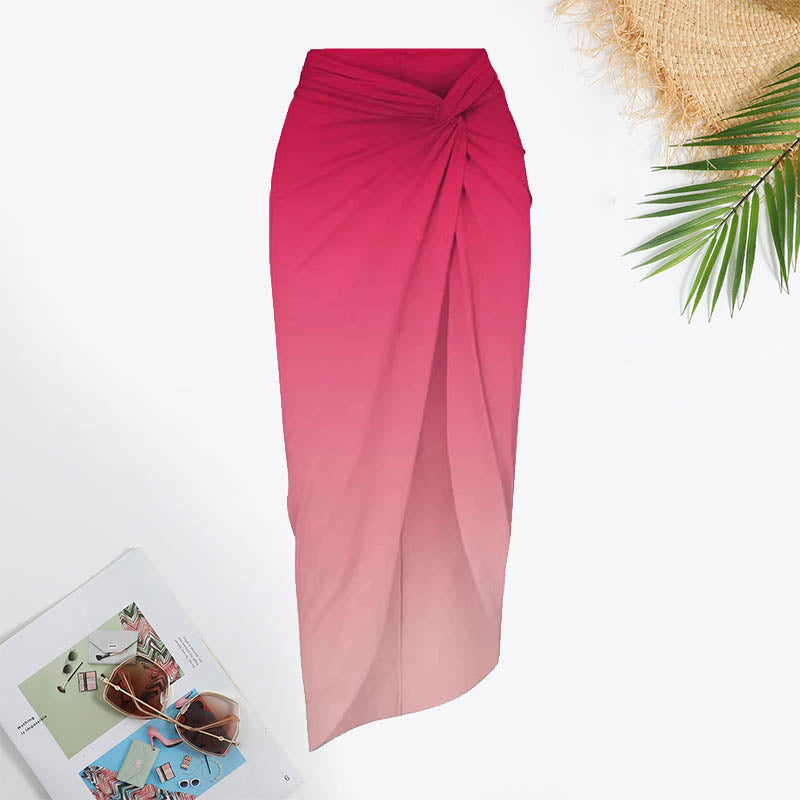 Ombre Flower Decoration Twist Front Swimsuit