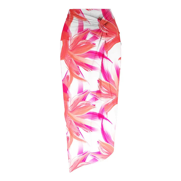 Sling 3D Flower Printed One Piece Swimsuit and Skirt(Shipped on Sep 24th)
