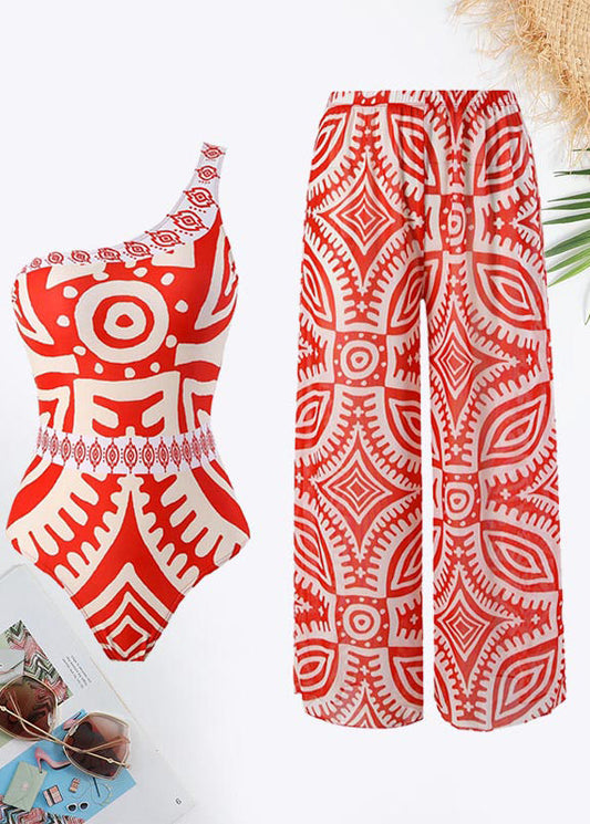 Riptide Ready Graphic Asymmetrical Neck Swimsuit