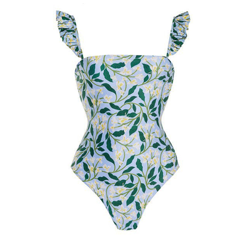 Printed Simple Fashion One Piece Swimsuit and Sarong