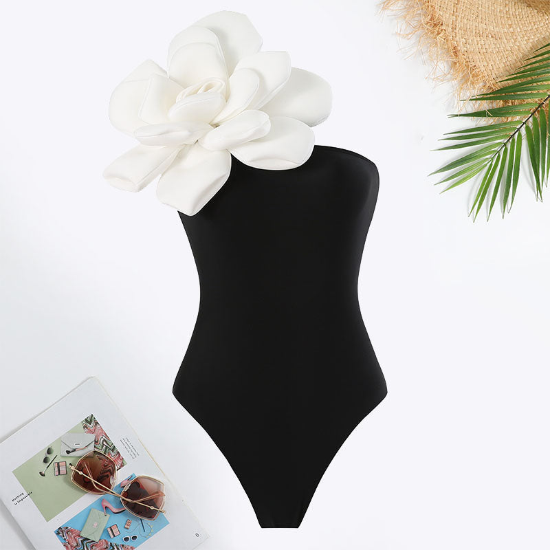Flower Decoration Hollow Out Swimsuit
