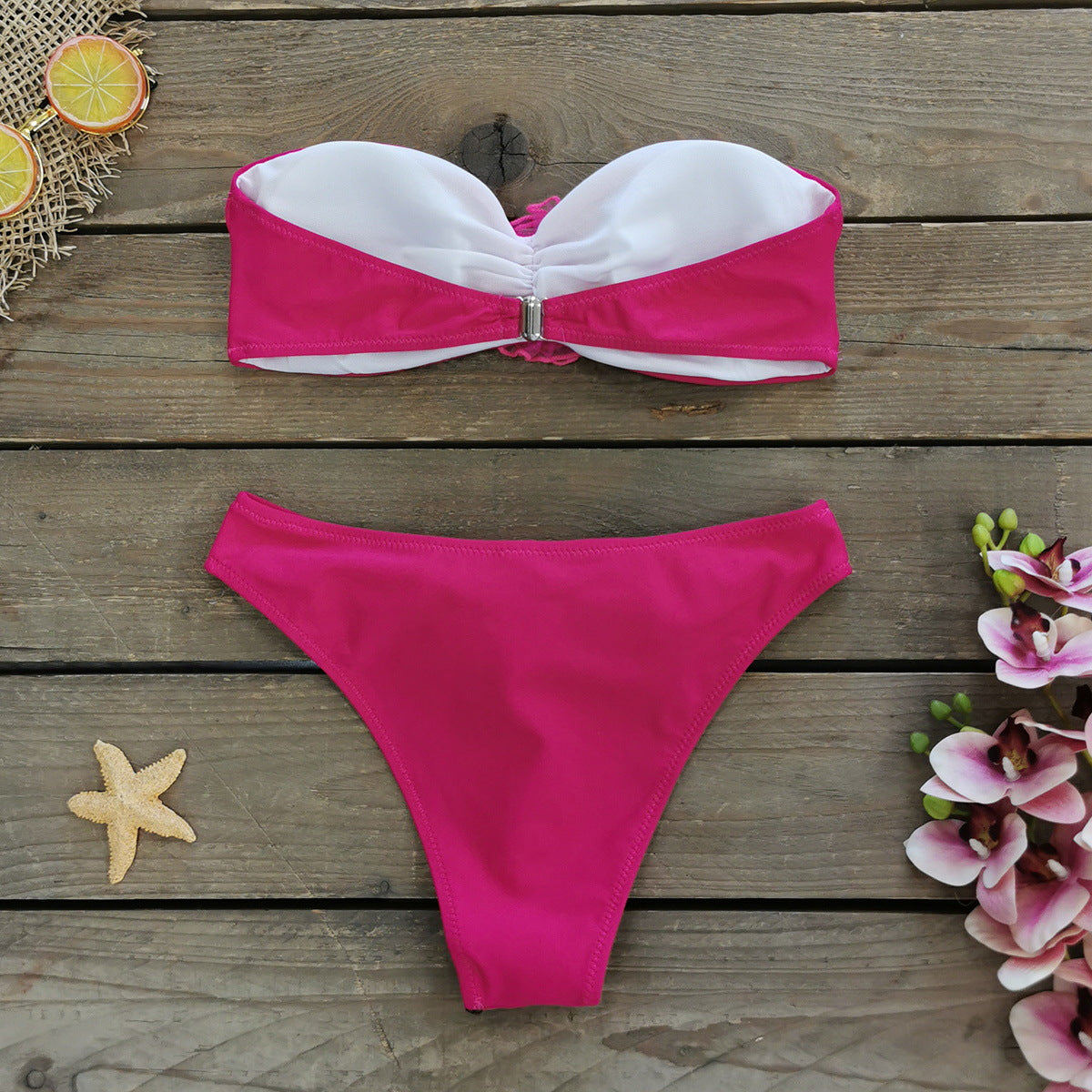 3D Flower Halter Cutout Bikini Swimsuit