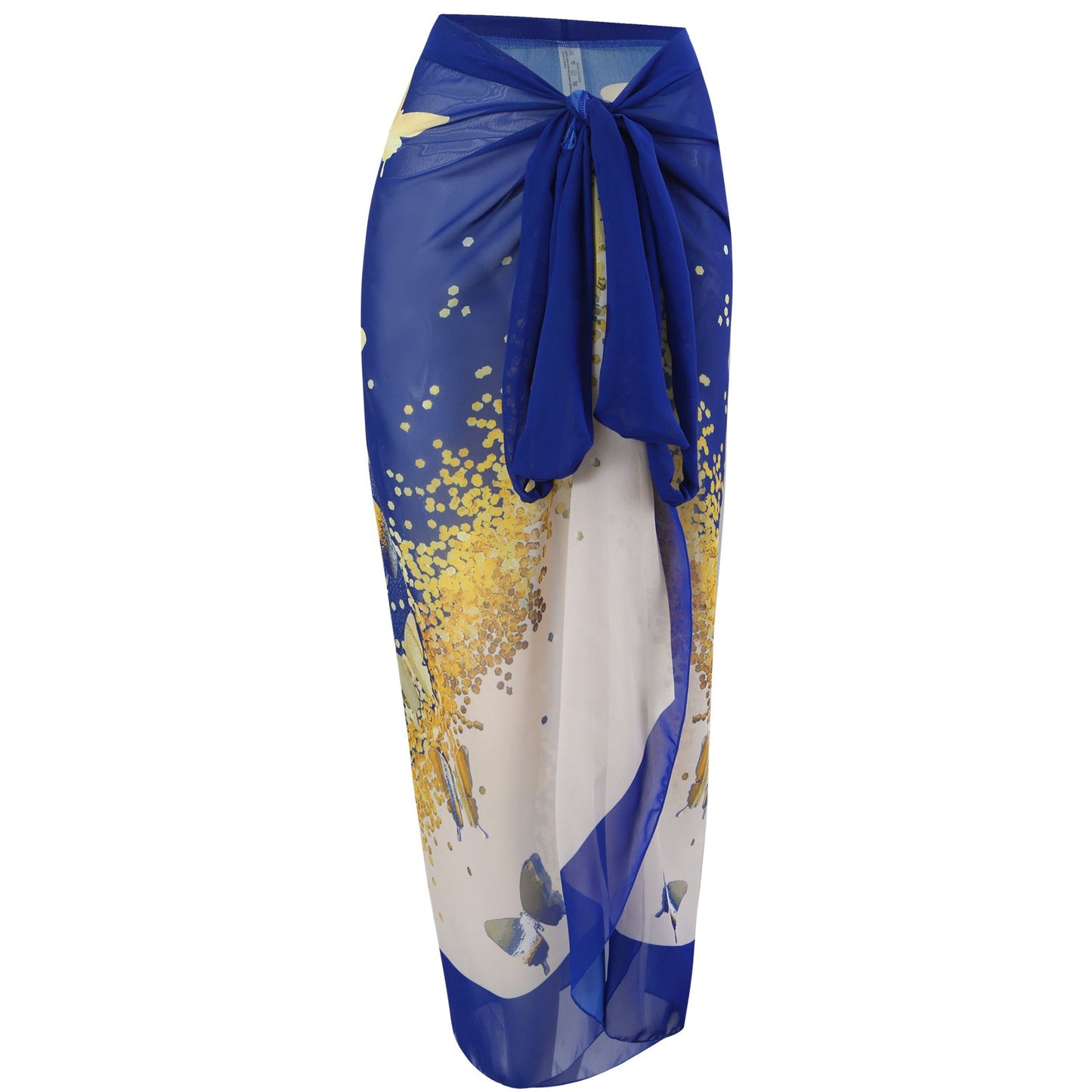 Print One Piece Swimsuit and Splicing Sarong
