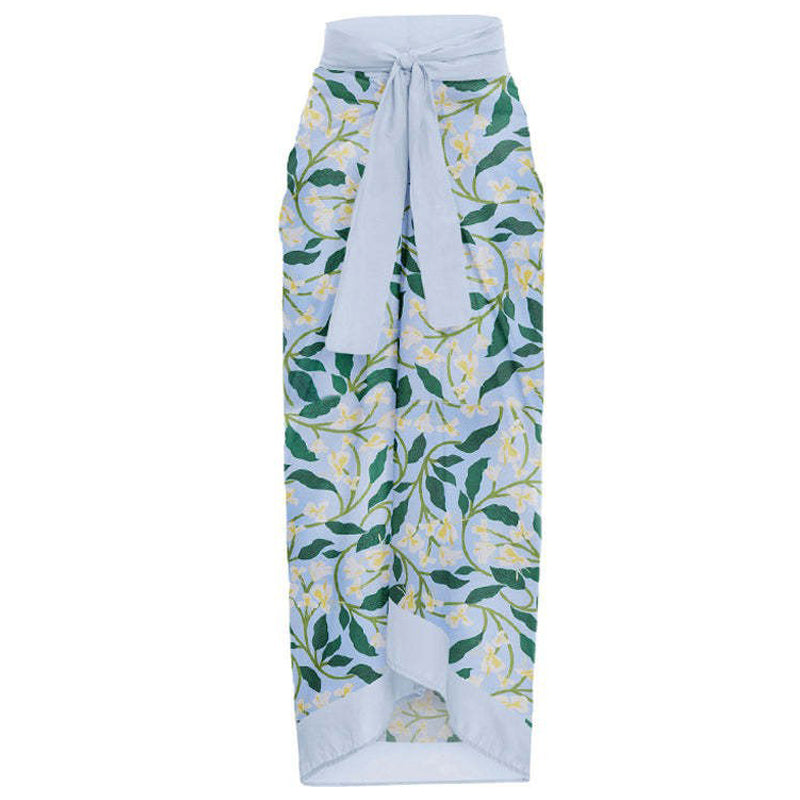 Printed Simple Fashion One Piece Swimsuit and Sarong