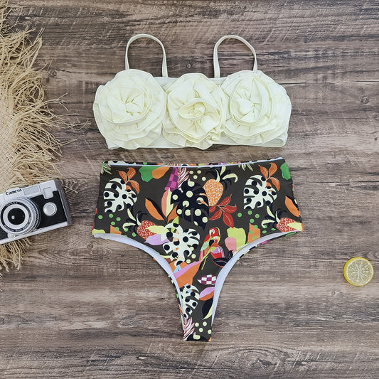 Sling 3D Flower  Bikini Swimsuit