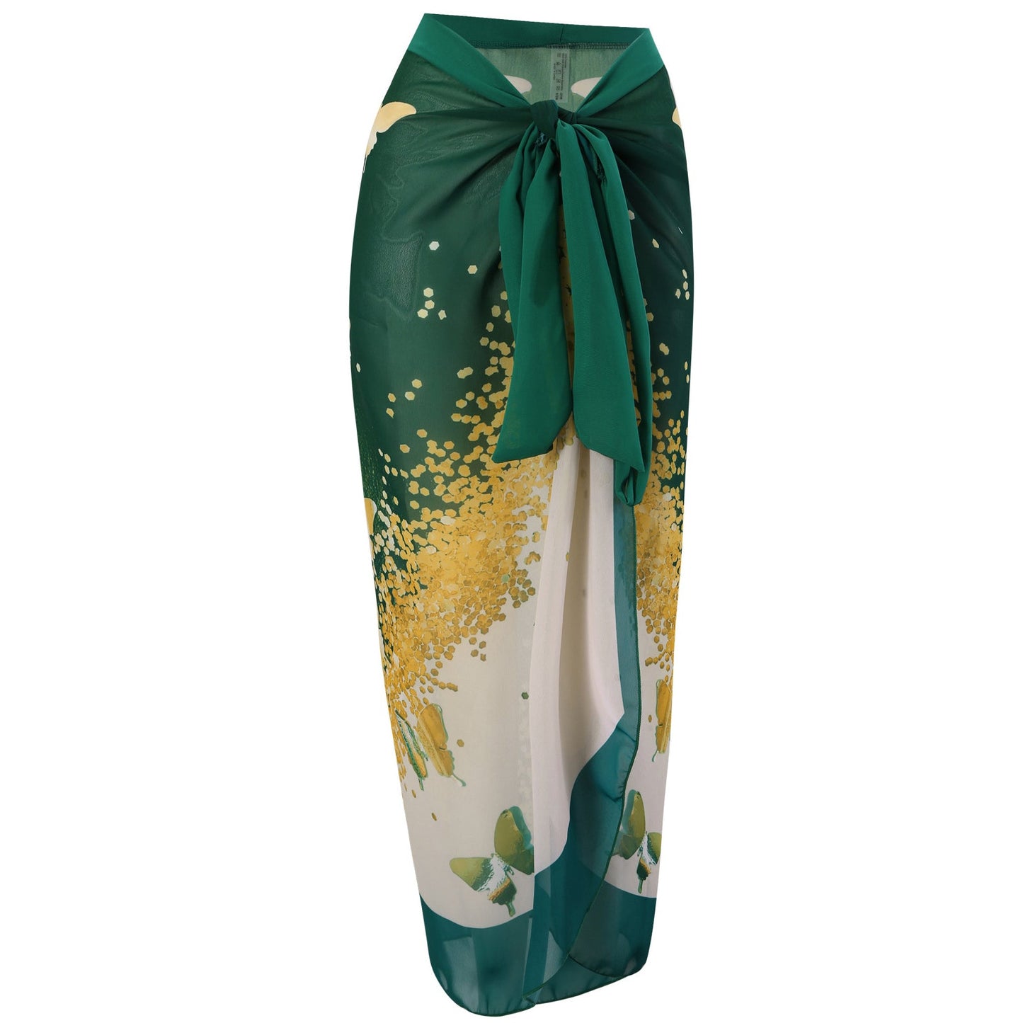 Print One Piece Swimsuit and Splicing Sarong