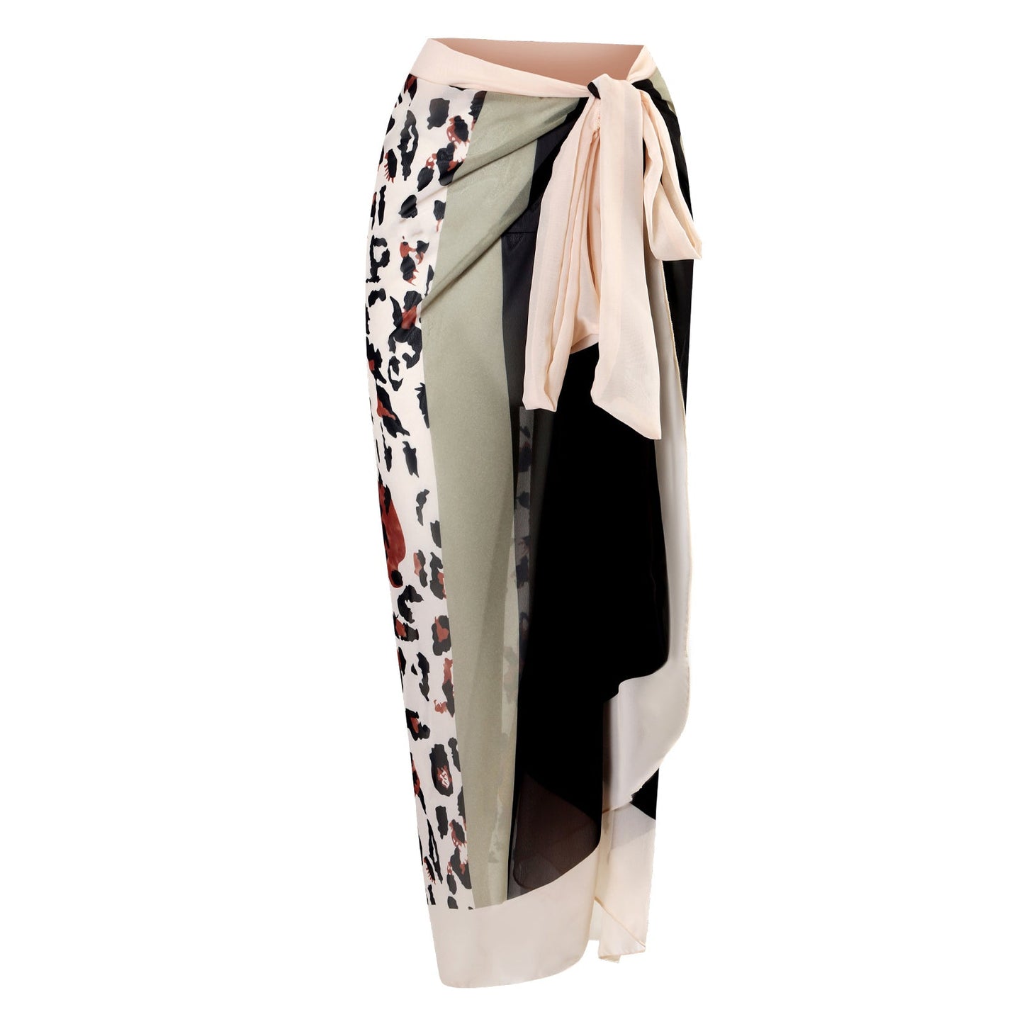 Print One Piece Swimsuit and Splicing Sarong