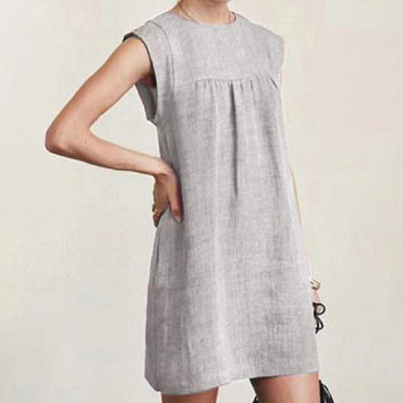 Casual Pleated Sleeveless Women's Dress