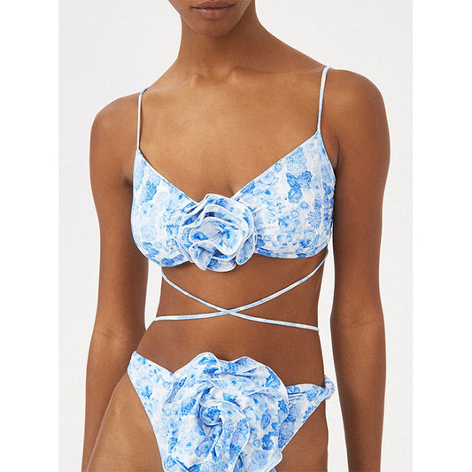 3D Flower Floral Bikini Swimsuit