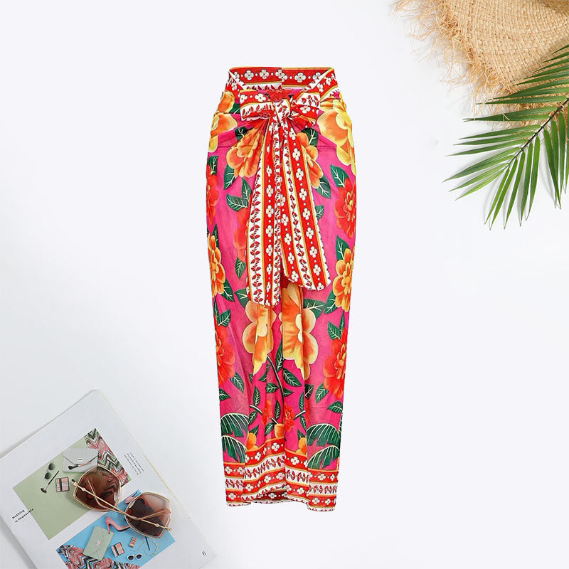 Floral Print Ruffle Trim Swimsuit