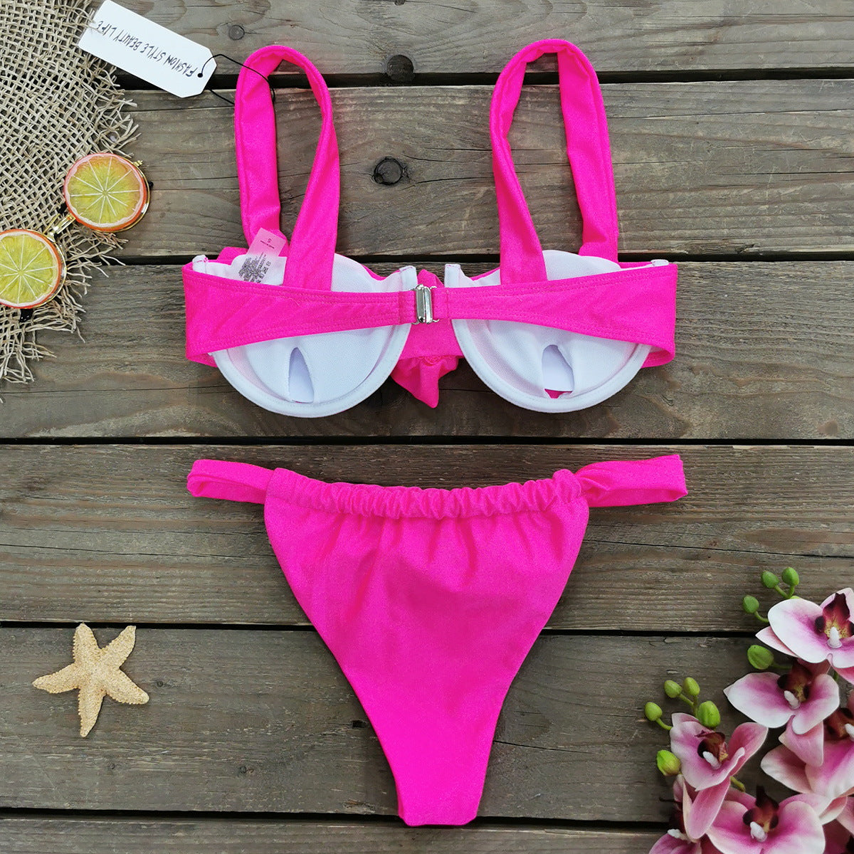 3D Flower Sexy Ruffle Bikini Swimsuit