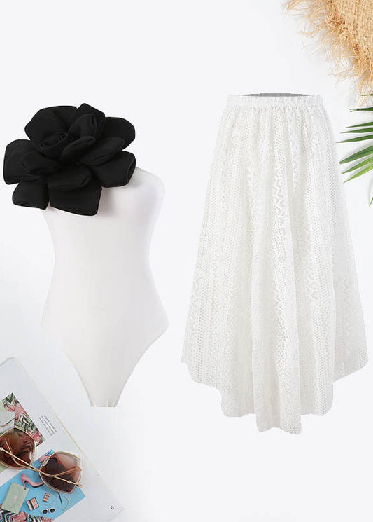 Flower Decoration Hollow Out Swimsuit