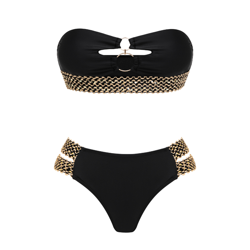 Color Block Ring Linked Sexy Bikini Swimsuit