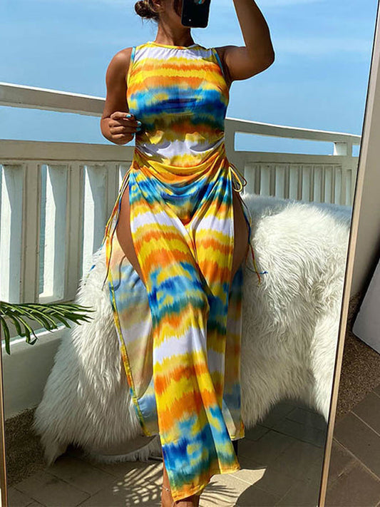Beach Casual Tie Dye Tie Swimsuit