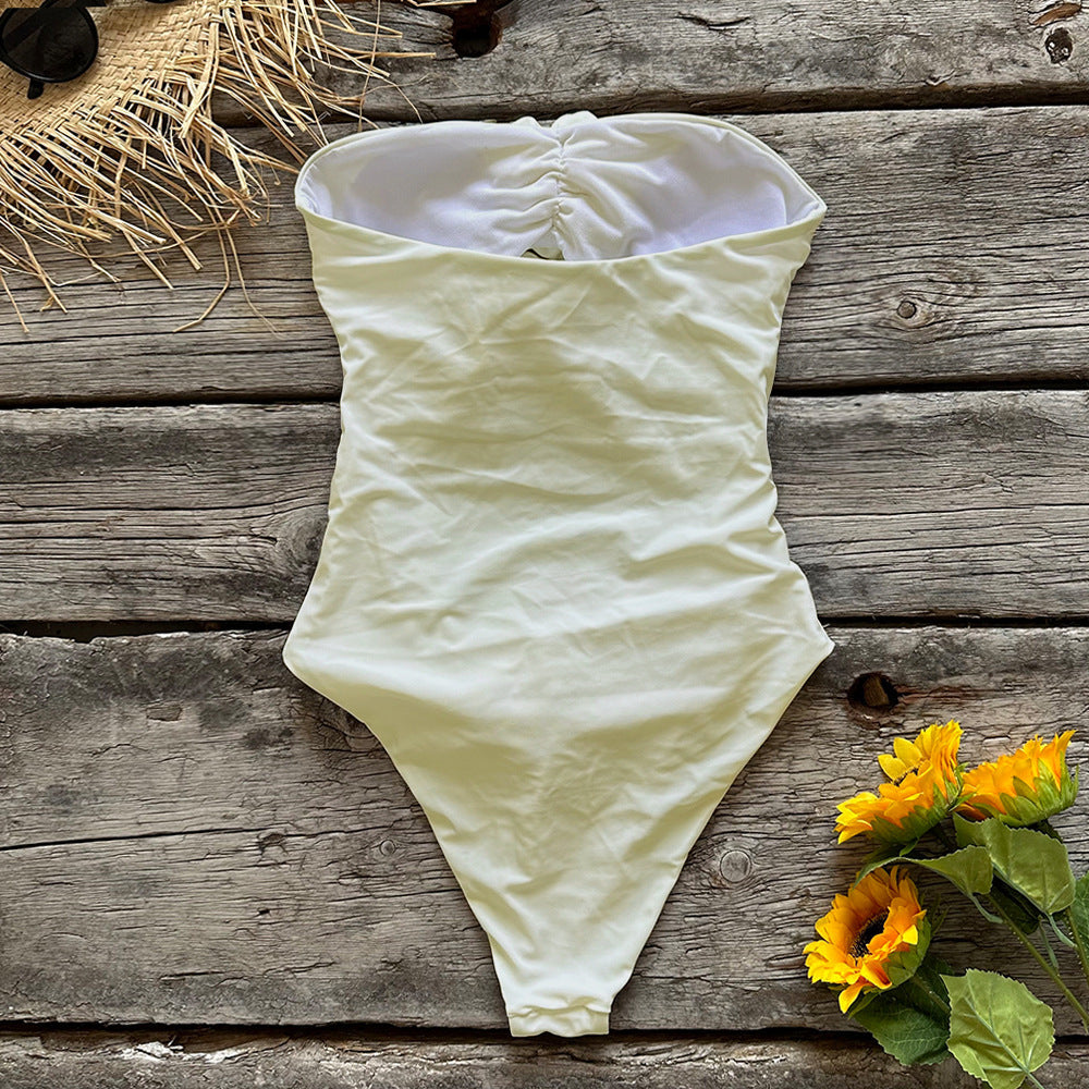 Bandeau Cutout 3D Flower One Piece Swimsuit